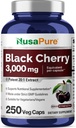 NusaPure Black Cherry Extract 3,000mg 250 Veggie Capsules Max Potency, Non- GMO, Bioperine