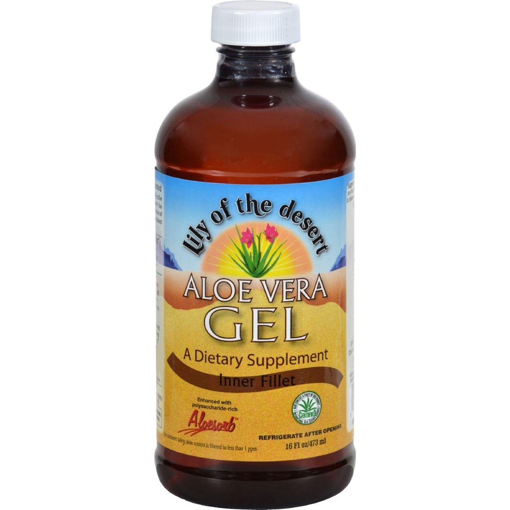 Lily af ørkenen Aloe Vera Gel - Indre Fillet Filtreret Aloe Vera Drink, Thicker Consistency, fordøjelsesmæssige enzymer for Gut Health, Mave Relief, Wellness glødende hud 16 Fl Oz Gelly Sachet inkluderet.