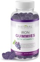 Iron Gummies med C-vitamin - Chewable Iron Supplement for voksne & Kids, Iron Dificiency Anæmi, Red Blood Cell Support, Energy, immunfunktion, Brain Health, Max Absorption, 60 Vegansk Gummies