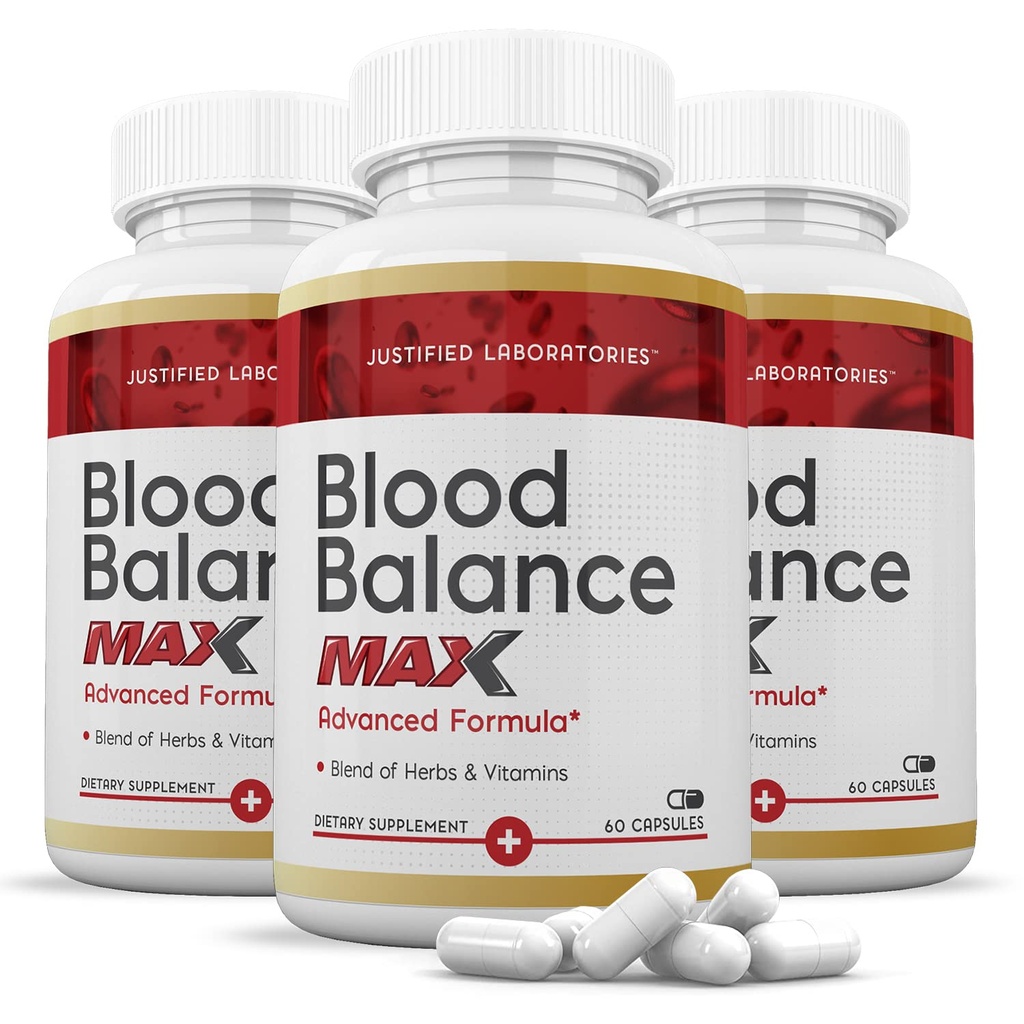 Justified Laboratories Blood Balance Max - 60 Capsules, Pack of 3 - Advanced Circulatory Support Formula with a Blend of Herbs & Vitamins - 90 Servings