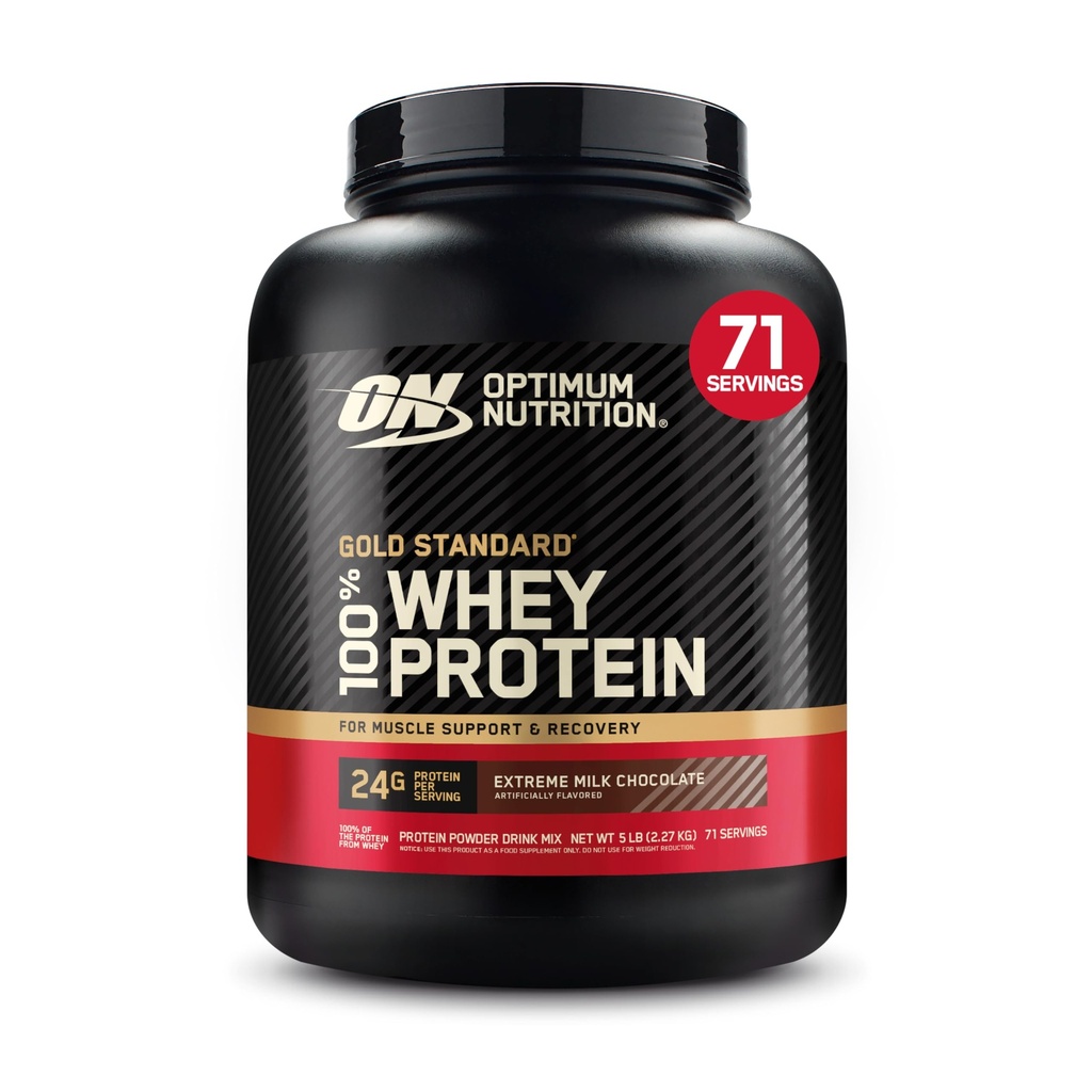 Optimum Nutrition Gold Standard 100% Whey Protein Powder, Extreme Milk Chocolate, 5 Pund (Packaging May Vary)