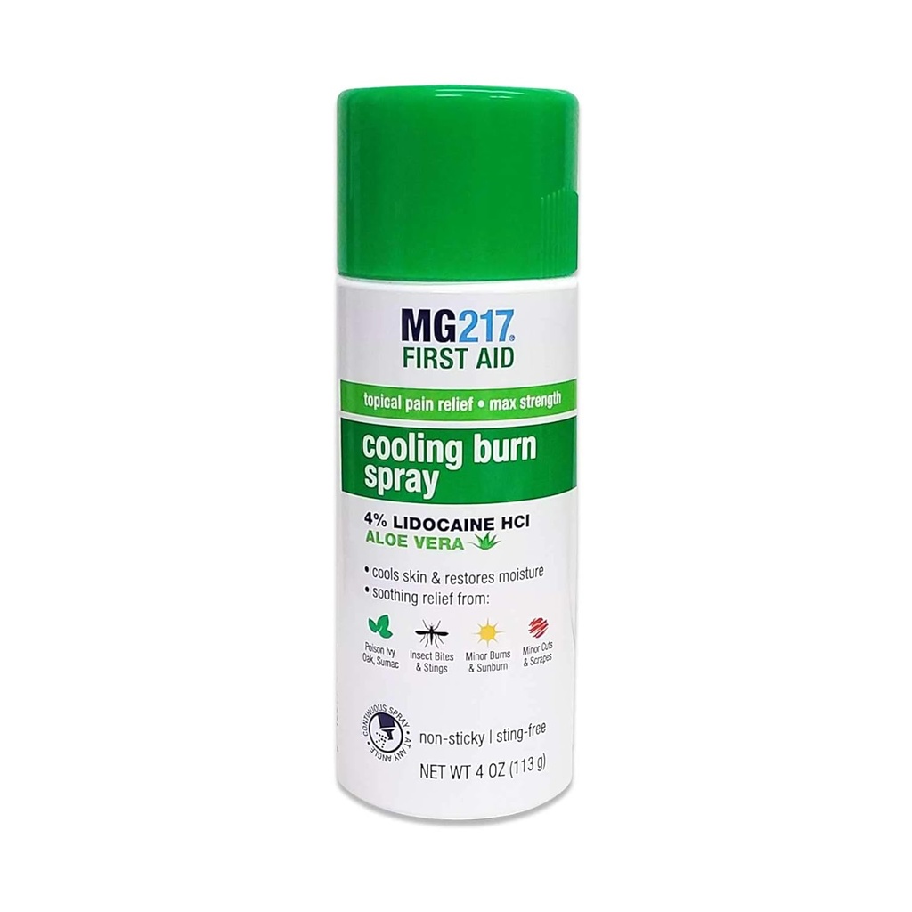 MG217 Maksimal styrke smertelindring køling Burn Spray, med Lidocain og Aloe Vera, 4 oz