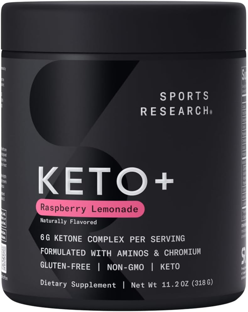 Sports Research Keto Plus eksogene Ketoner med goBHB - 30 Servering Budding124; Keto Electrolyte Powder for Hydration, Energy, Focus & Ketosis Budding124; Keto Certified, Vegan Friendly (Raspberry Lemonade)