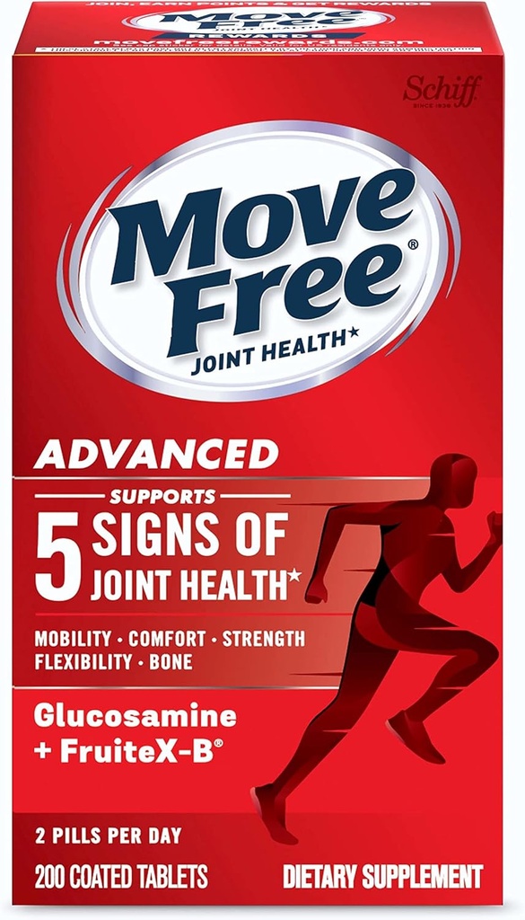 Flyt Free Advanced Glucosamin Chondroitin + Calcium Fructoborate Joint Support, Understøtter Mobility Comfort Strength Fleksibility & Bone - 200 tabletter (100 portioner) *
