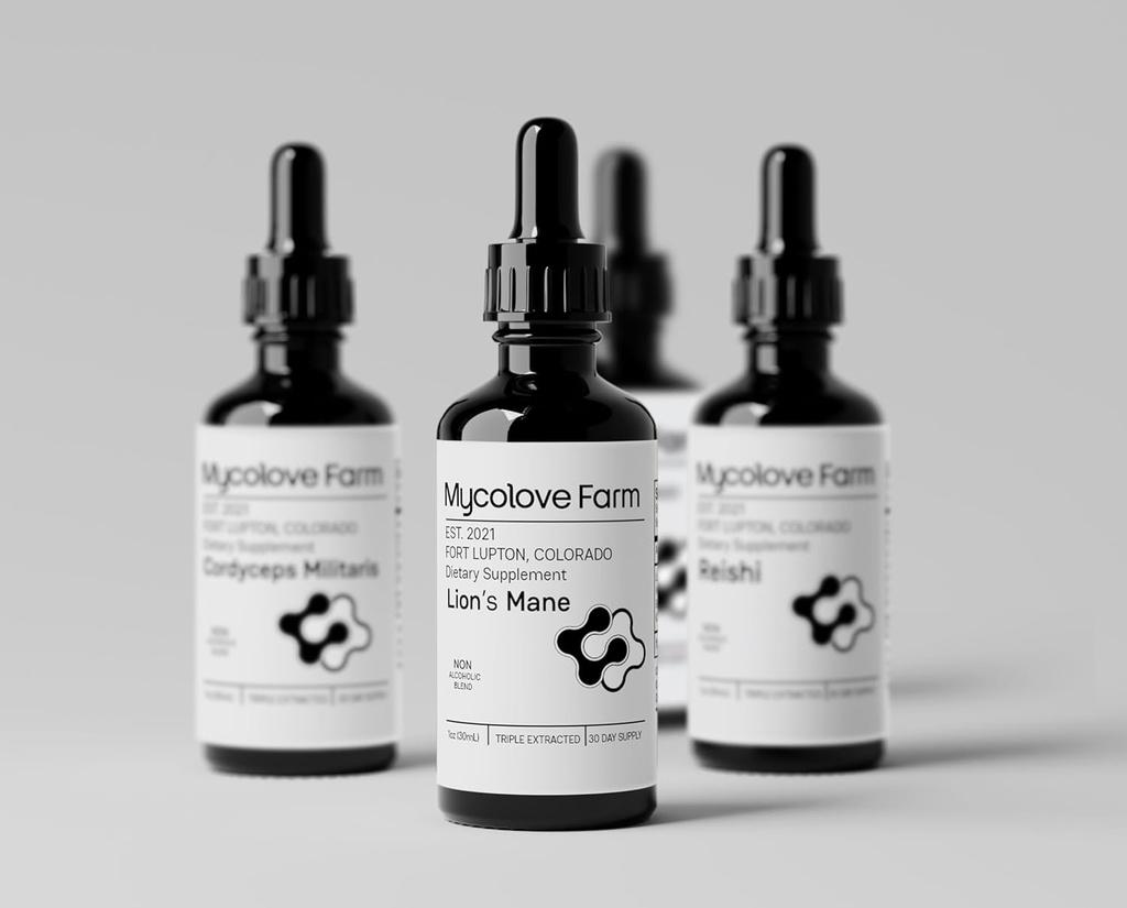 Mycolove Farm MycoSymbiotic Mushroom & Herb tinkturer til Mind and Body System Support, 4 Set - 1oz