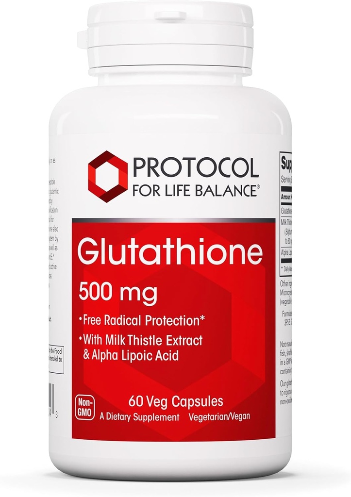 PROTOKOL FOR LIV BALANCE Glutathione 500mg - Milk Thistle and Alpha- Lipoic Acid - 60 Veg Caps
