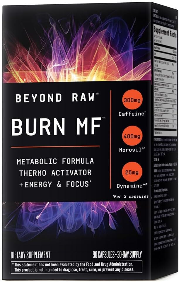 BEYOND RAW Burn MF | Metabolic Formula, Thermo Activator, Supports Energy and Focus | 90 Count