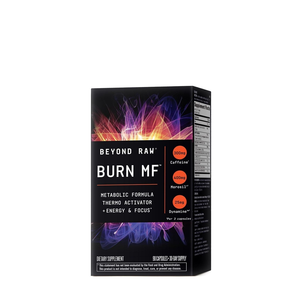 BEYOND RAW Burn MF MF 124; Metaboliske Formel, Thermo Activator, Understøtter energi og Focus MF 124; 90 Tæl