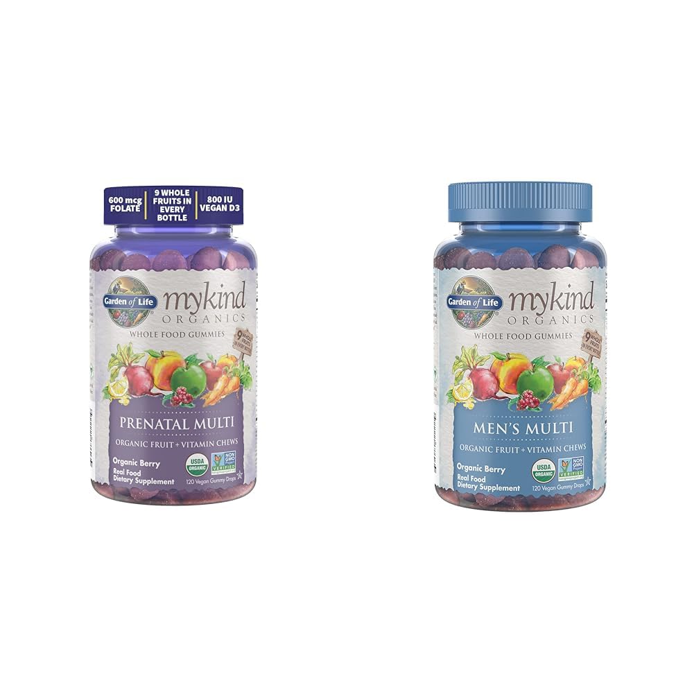 Livets Have Organics Prenatal Gummies Multivitamin med vitamin D3, B6, B12 & Organics Mænds Gummy Vitaminer Multi Berry, 120 Greve