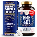 HMB og vitamin D3 Supplement - B- Hydroxy B- methylbutyrat 1000 MG HMB Kosttilskud til mænd og kvinder Plus Calcium, D-vitamin 3 - Muskelvækst, Styrke, ydeevne, Inddrivelse - 90 dage, 180 Caps.