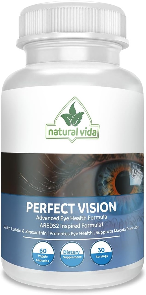 Perfekt Vision AREDS2 Inspireret Formel - Forbedre Vision Supplement - Lutein Zeaxanthin Vision Complex (60 øjenkapsler)