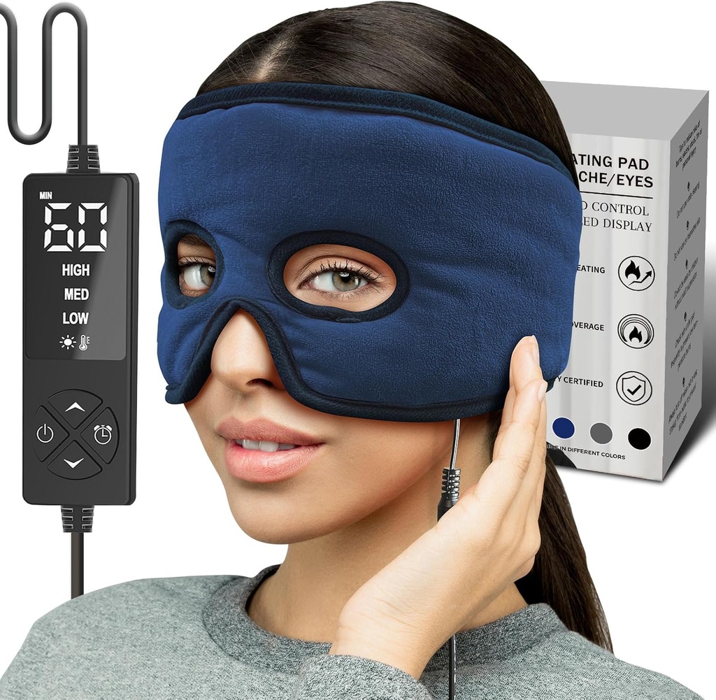 CREATRILL Heated Sinus Relief Mask, Face Heating Pad for Sinus Pressure, Migraine Mask for Headache Relief