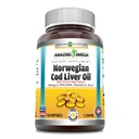 Amazing Omega Norwegian Cod Lever Oil 1250 Mg Softgels Supplements 124; Omega-3, EPA, DHA, Vitamin A, Vitamin D & Vitamin E (Lemon124; 120 Greve)