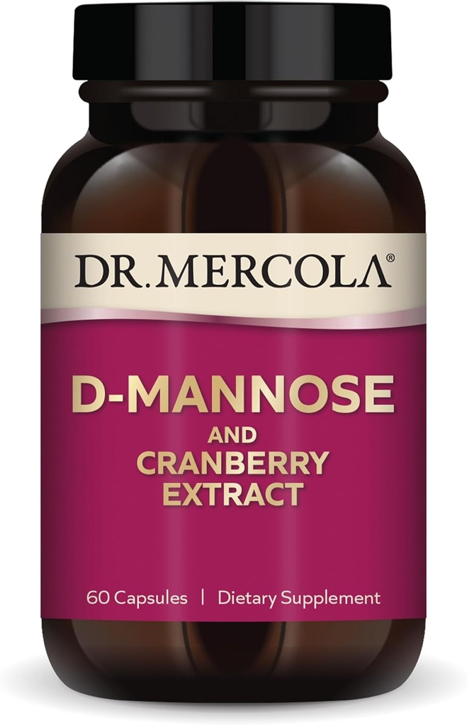 Dr. Mercola D- Mannose og Cranberry Extract, 30 Servere (60 kapsler), Kosttilskud, Understøtter Urinary Tract Health, Non- GMO