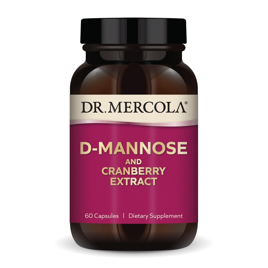 Dr. Mercola D- Mannose og Cranberry Extract, 30 Servere (60 kapsler), Kosttilskud, Understøtter Urinary Tract Health, Non- GMO