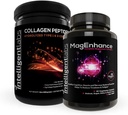Intelligente Labs 2- in-1 Bundle of Magenhance Supplement (High Absorption Chelated Magnesium Complex) og Collagen Peptider Powder (Unflavored Organic Hydrolyzed Type 1 & 3 Collagen Protein Powder)