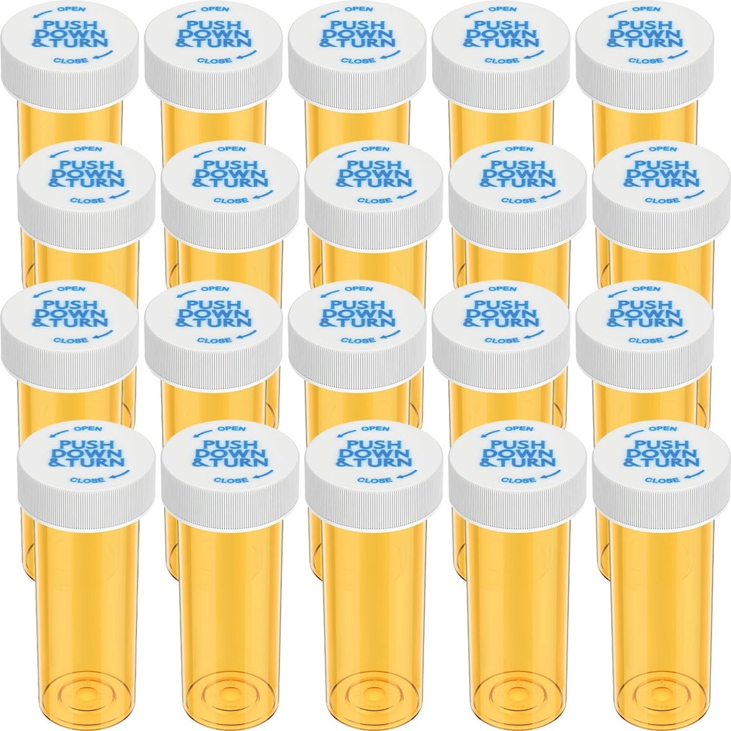 Tomme Plastic Medicin Pill Flasker med barn resistent Caps, 6 Dram lille receptpligtig medicin Containers Travel Pill Hætteglas Clear Pill Case Arrangører (20 Pack)