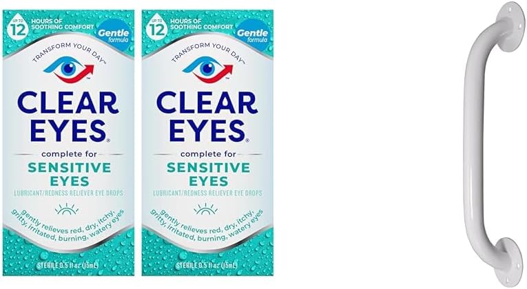 Clear Eyes følsomme øjendråber, 2 Pack og Drive Medical White Powder- Coated Grab Bar