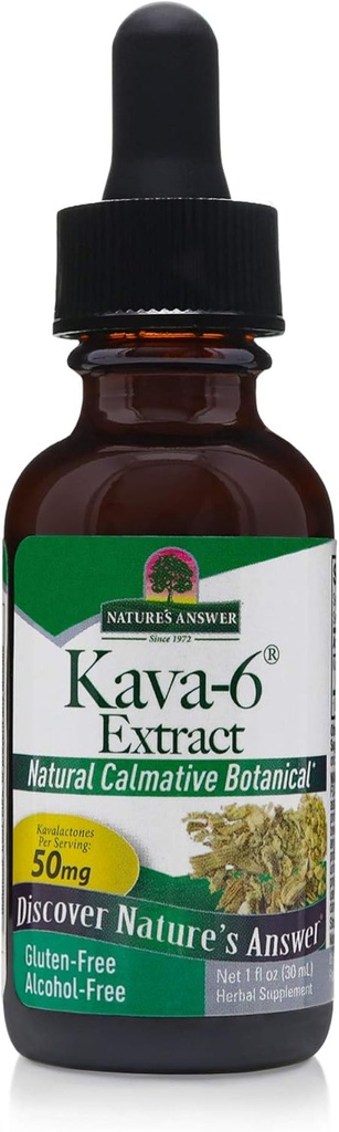 Naturens svar Kava- 6 Uddrag af 124; Understøtter Stress Relief af 124; Gluten- Free, Alkohol- Free & Vegan 1oz