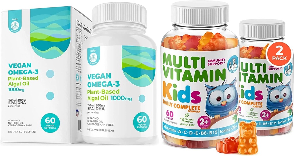 Kids Multivitamin Gummies for Kids og Vegansk Omega 3 Softgels