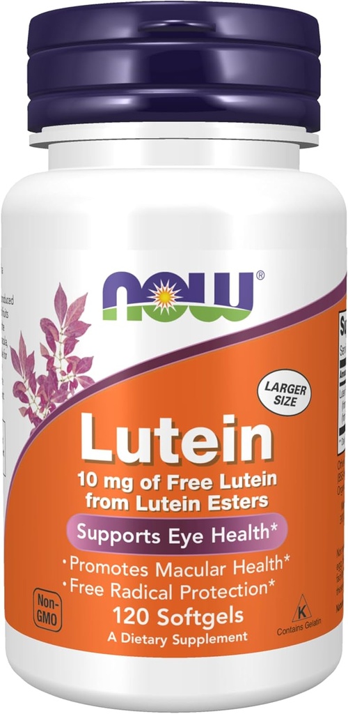 Now Foods Supplements, Lutein 10 mg med 10 mg Free Lutein fra Lutein Esters, 120 Softgels