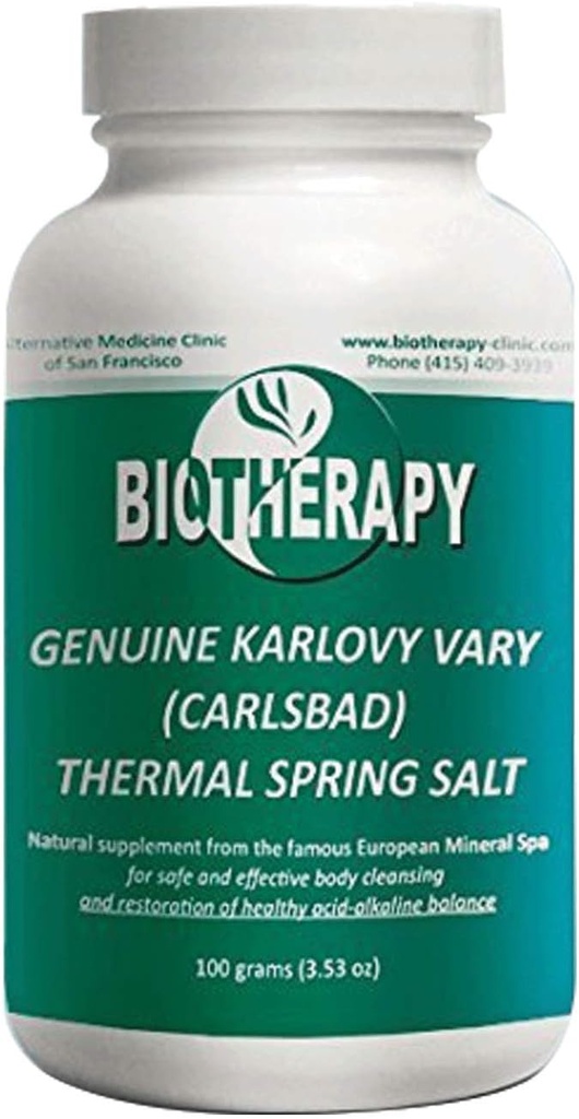 Bioterapi Ægte Karlovy Vary Healing Mineral Water Thermal Spring Salt - Natural Mineral Supplement Body Cleanser - Support Immunsystem & Gendanne Acid-Alkaline Balance - 100 Gram (3.53oz)