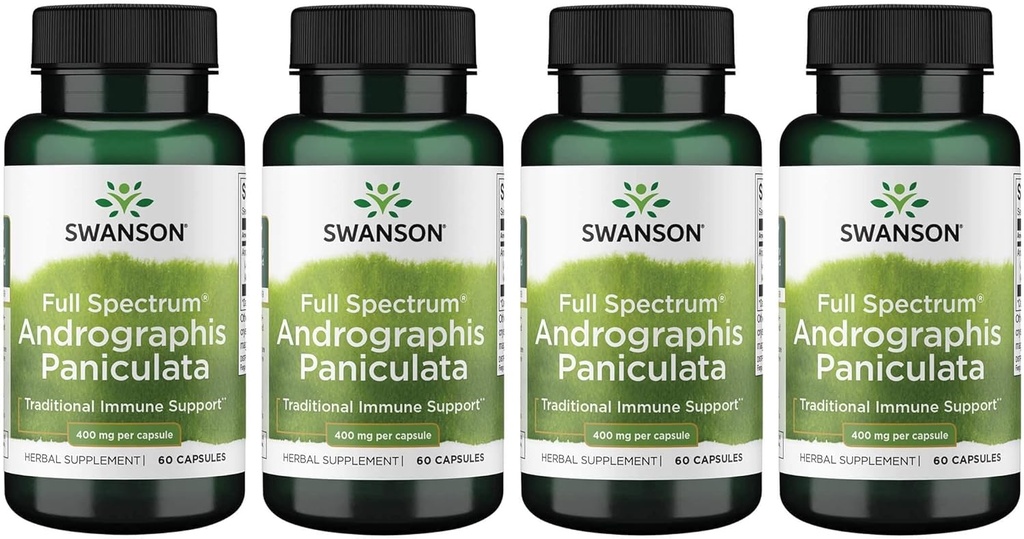 Swanson Fuld Spectrum Andrographs Paniculata 400 Milligram 60 Kapsler (4 Pack)