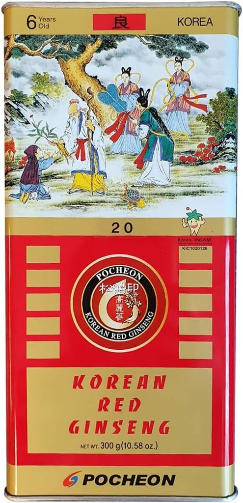 Pocheon 300g Koreansk Canned Tørret Panax Rød Ginseng 14 Roots 6Years God Grade 300- 20, Naturlig immunforsvar