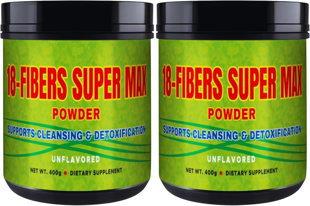 FIBRA 18 Super MAX pulver (18 fibre) - 400g - Kosttilskud - Understøtter oprydning og afgiftning, Unflavored (2 pakke)