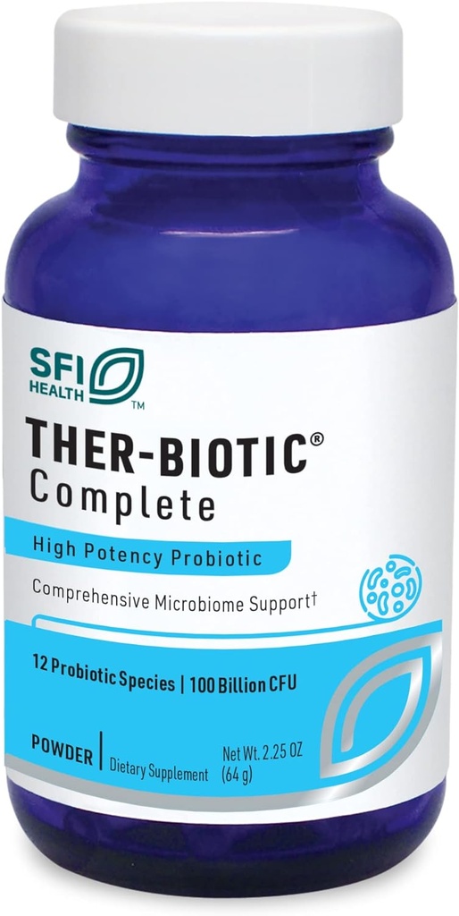 Klaire Labs SFI Health Ther- Biotic Complete Probiotic Powder - 100 milliarder CFU - Mænd og kvinders Probiotika til fordøjelsessygdomme & immunforsvar - Dairy- Gratis, Hypoallergen (60 Servere, 64g)