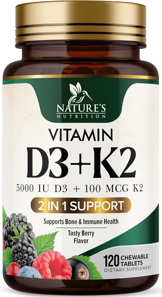 Vitamin D3 K2 Supplement: 124; 5000 IE D3 + K2 100 mcg