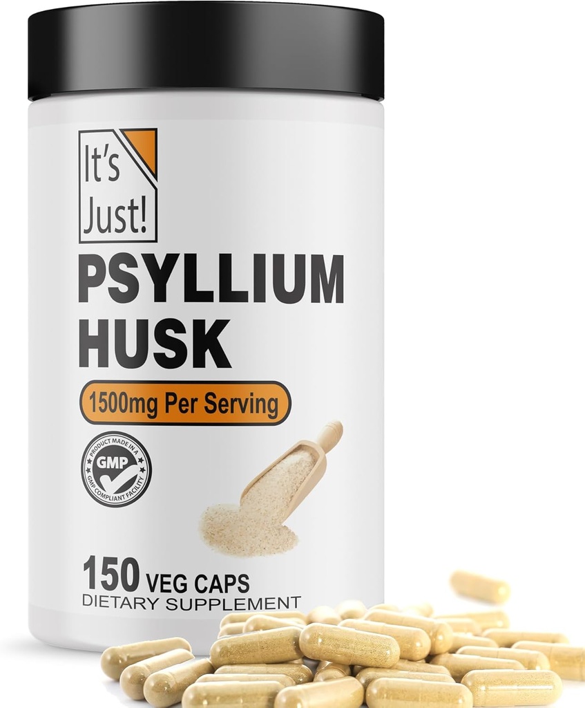 Det er bare! - Psyllium Husk, Kostfibre Supplement, Veggie Kapsler, 1500mg Per Serving, 150ct Flaske (150 Tæl)