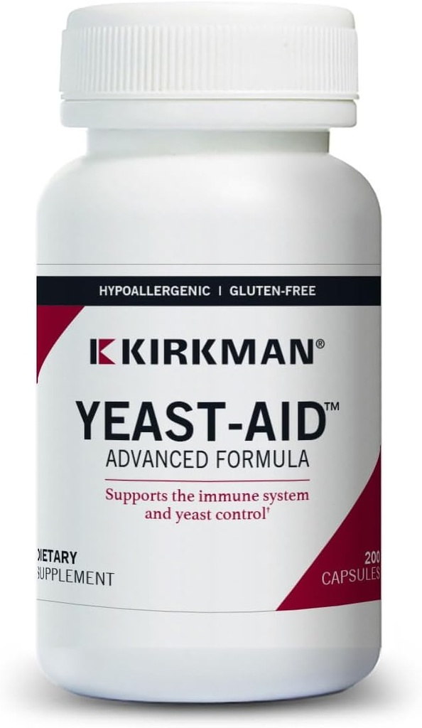 Kirkman - Yeast Aid Advanced Formel - 200 kapsler - Understøtter Yeast Control - Immunsystemet Support - Hypoallergen