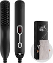 Beard Straightener Comb for Mænd - Opgraderet Professional Electric Herre Beard Straightening Opvarmet Børst Portable Anti- Skald 5 Justerbare Temperaturer & LCD Display med bærepose