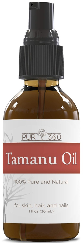 PUR360 Tamanu Oil - bedste behandling for Psoriasis, Eksem, Acne Scar, Rosacea - Relief for tør, skalagtig hud, skalp og mere - kold presset - Proven 100% Pure