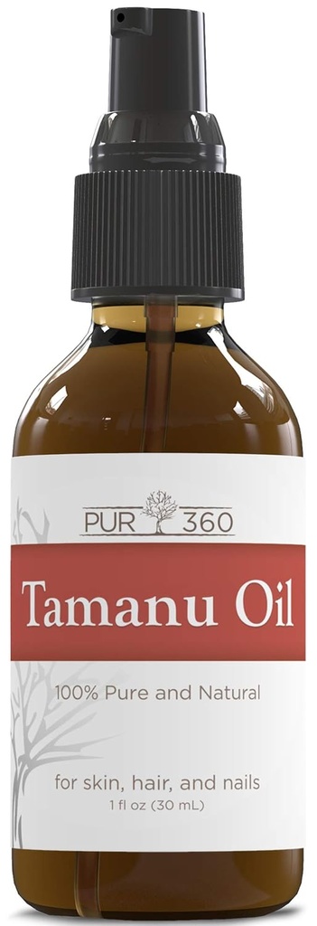 PUR360 Tamanu Oil - bedste behandling for Psoriasis, Eksem, Acne Scar, Rosacea - Relief for tør, skalagtig hud, skalp og mere - kold presset - Proven 100% Pure