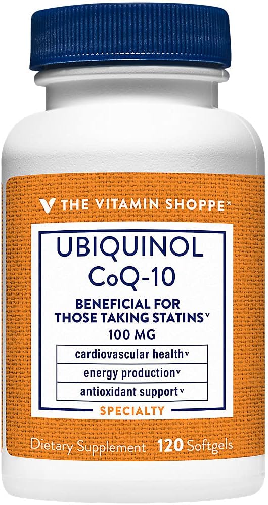 Den Vitamin Shoppe Ubiquinol CoQ- 10 100mg - Gave til dem tager Statiner - Understøtter hjerte & cellulær sundhed og sund energiproduktion, Essential Antioxidant - En gang daglig (120 Softgels)