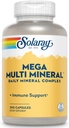 Solaray Mega Multi Mineral, Daily Mineral Complex med Calcium, Jern, Magnesium, Zink, og mere i stærkt Absorbable Chelated Forms, Samlet sundhed og immunforsvar, 50 Servere, 200 kapsler