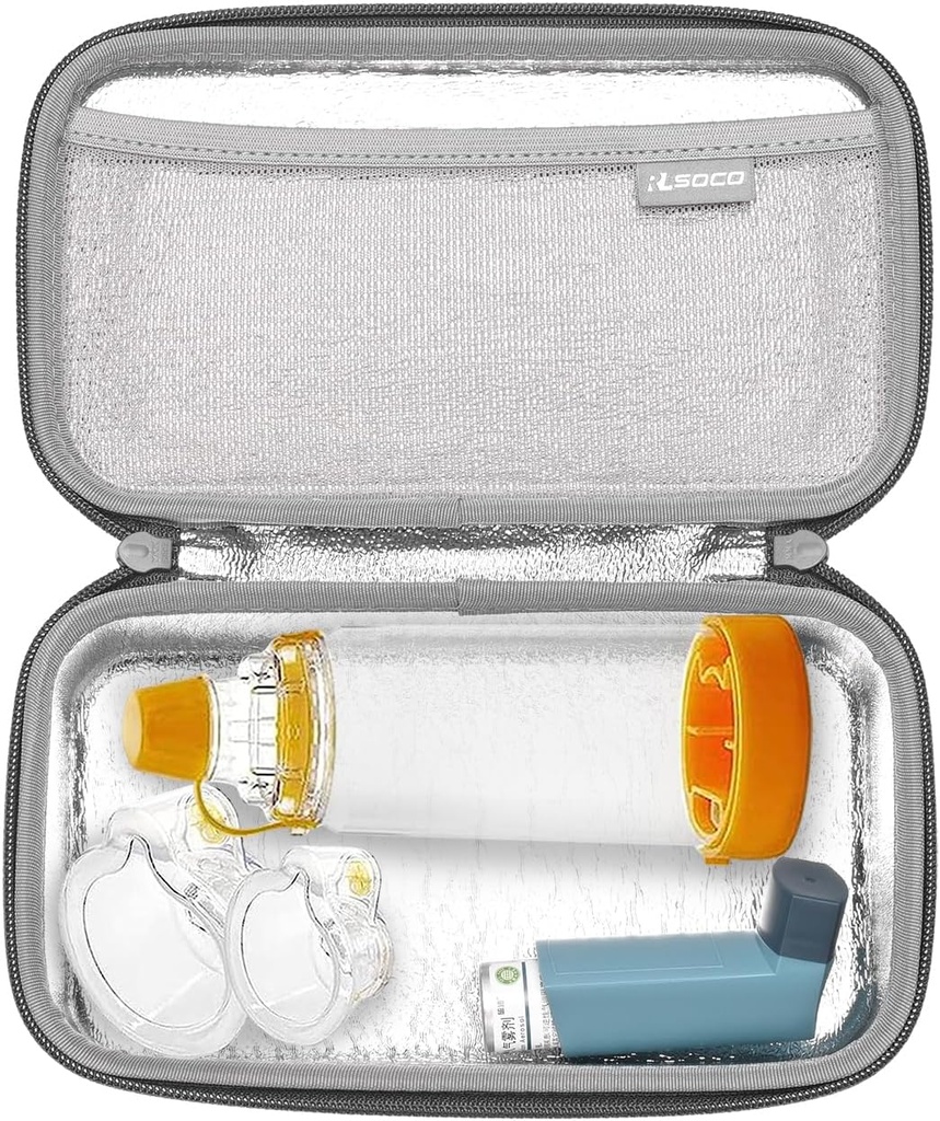 RLSOCO carriing Case for Astma Inhaler for børn og voksne, Inhaler Spacer Rejsetilfælde for enhed, maske og andet tilbehør (sag kun)