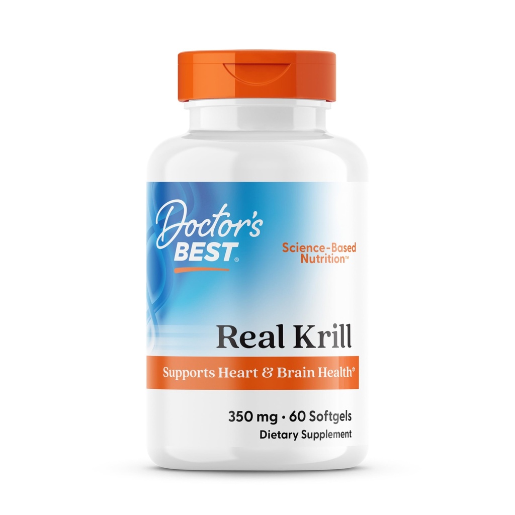 Læger BEST Real Krill, Antarktiske Krill (Superba2), Understøtter hjerte & hjerne sundhed, non-GMO, Gluten Free 60 Softgels