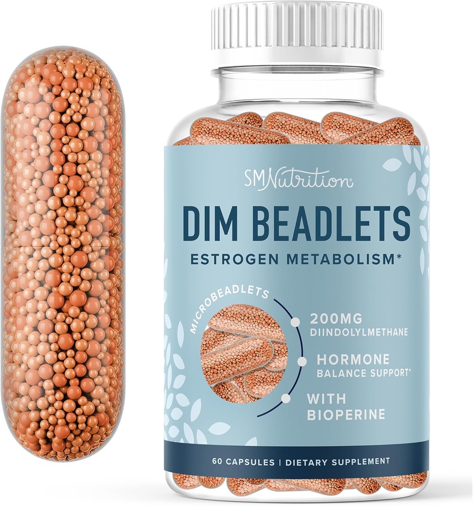 DIM supplement 200 mg for Hormone Balance • 124; Forsinket udløsning • Mikroboller • 124; Østrogen Balance for kvinder & mænd, Hormonal Acne Kosttilskud, Menopause & Antioxidant Support • 124; Vegan, Soja Free • 124; 60 Ct.