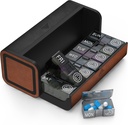 Pill Organizer Weekly, 2 gange om dagen for 7-dages læder medicin Box Travel Container Vitamin Am Pm Pill sag, to gange daglig Privacy Pill Holder, moderne og transportabel søjle (sort og brun)
