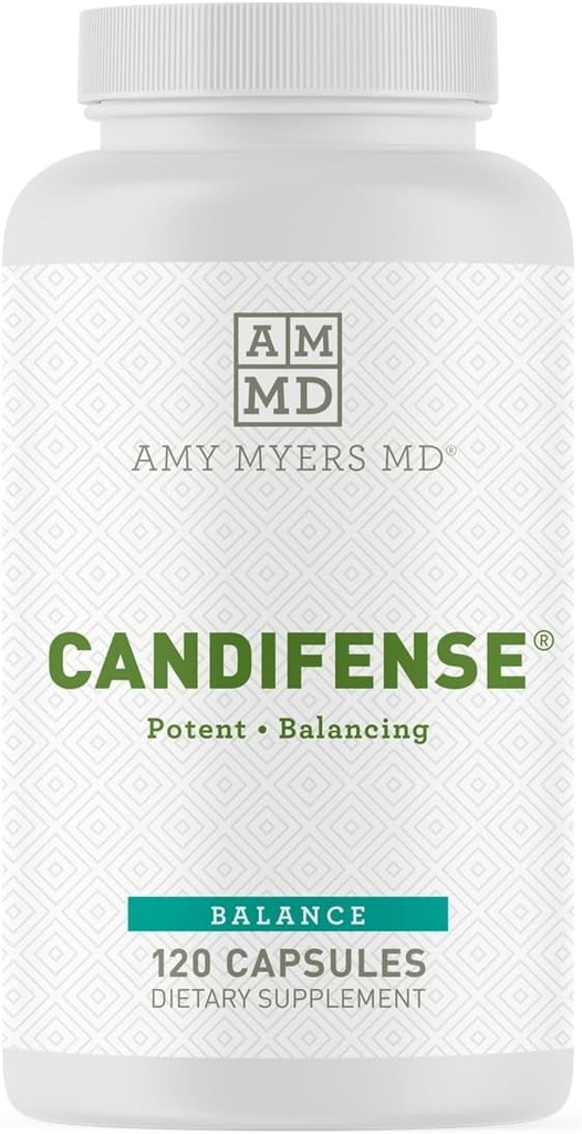 Amy Myers MD Candifense Candida Overgrowth Supplement - fordøjelsesenzymer til fordøjelsesfibre - Gut Care for a Balanced Microbiome - Gluten- Free, Dairy- Free & Non- Soy - 120 kapsler (60 Servere)