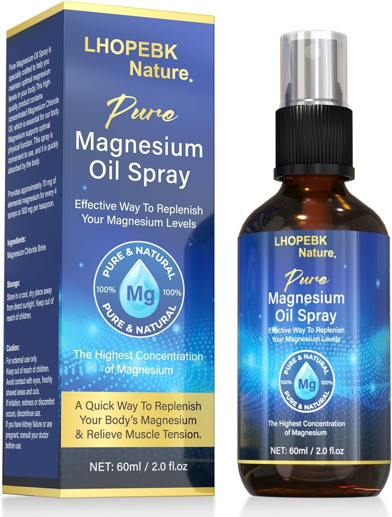 Magnesium Oil Spray: 2 Fl Oz Pure Magnesium Oil Spray til Feet Replenish Magnesium Let at Absorb Egnet til alle hudtyper