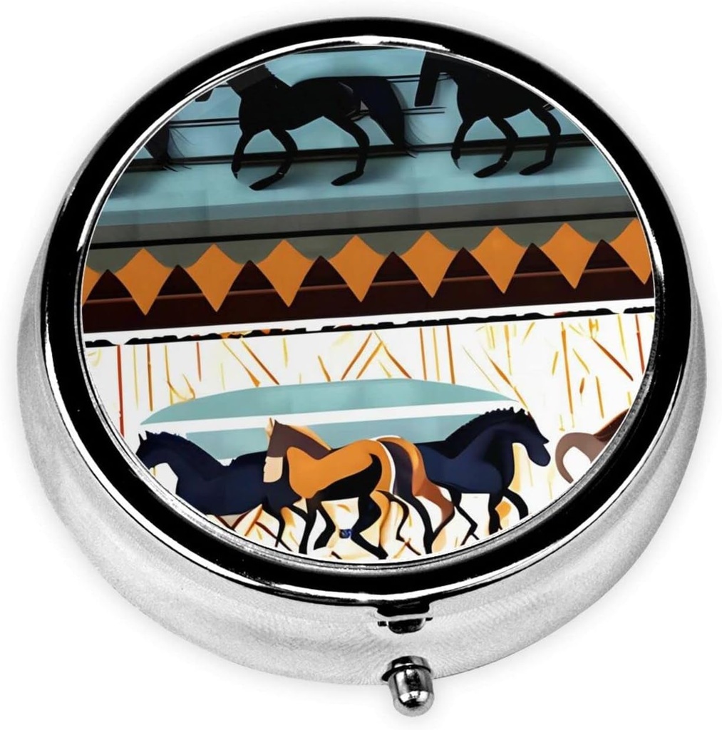 Pill Box, Lille Pill Case til purse & Pocket, Cute Medicine Organizer rejse Pillbox, Portable Pill Container Holder til at holde vitaminer, Medicin, Fish Oil og kosttilskud, Horse Stripes Mønster