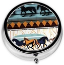 Pill Box, Lille Pill Case til purse & Pocket, Cute Medicine Organizer rejse Pillbox, Portable Pill Container Holder til at holde vitaminer, Medicin, Fish Oil og kosttilskud, Horse Stripes Mønster