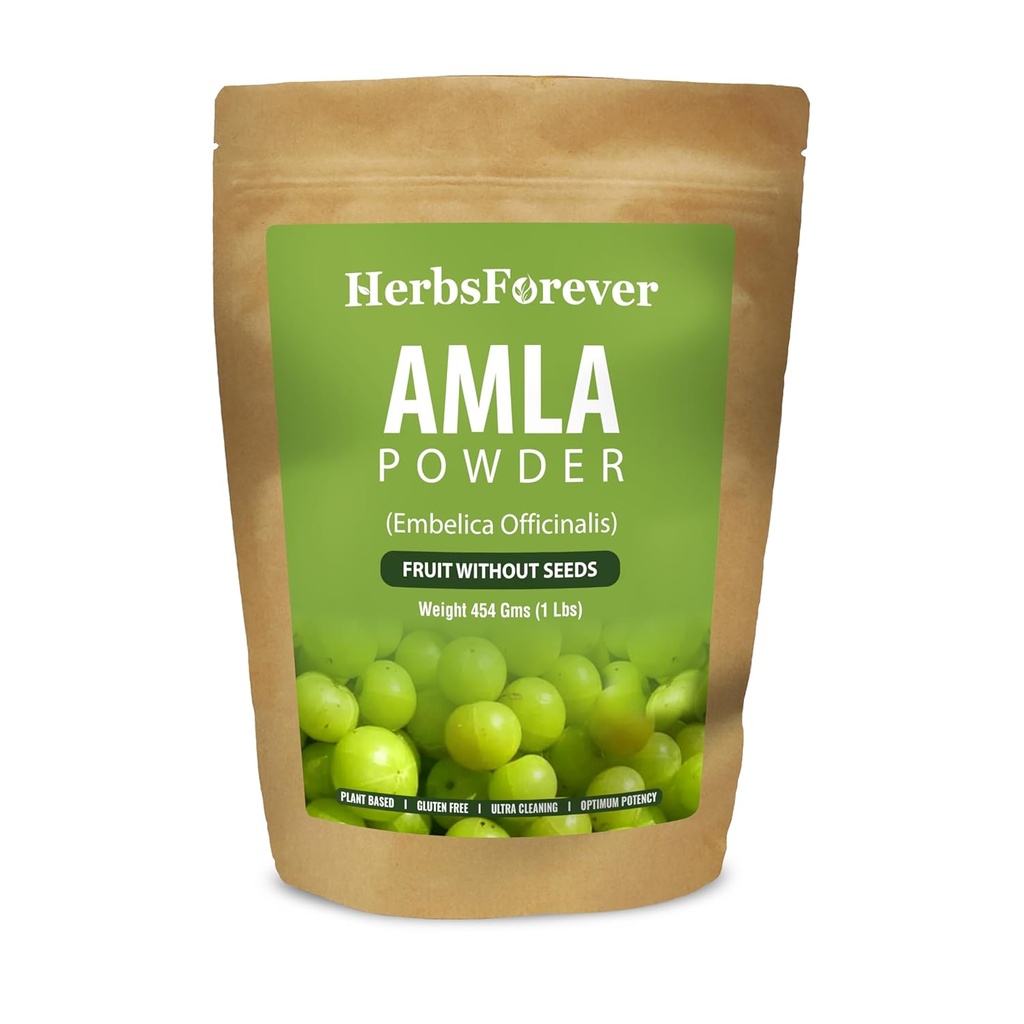 Herbseverly Amla Powder Dex124; Phyllanthus Dexlica, C-vitamin & antioxidanter, understøtter sund immunitet, non-GMO, Vegan, 454 GMS Dex124; Natural Superfood for Daily Wellness