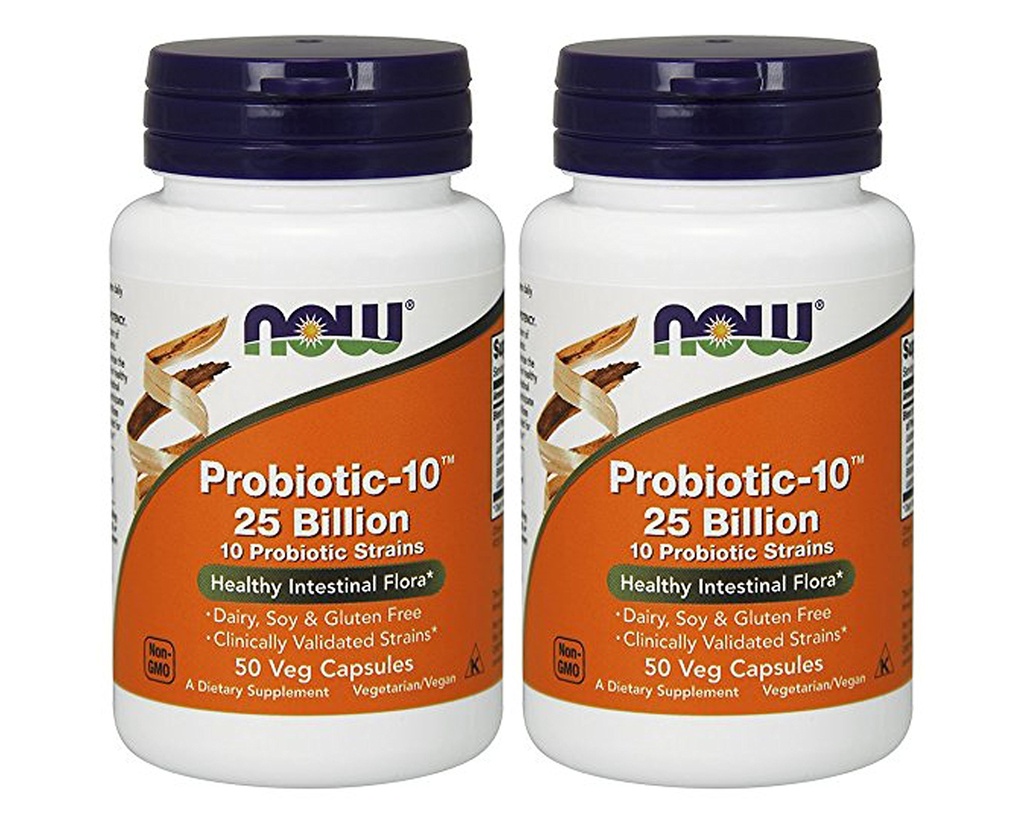 Nu fødevarer Probiotic- 10 25 milliarder 50Vcaps (2 flasker)