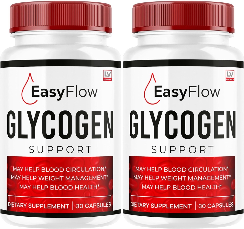 (2 Pack) Easy Flow Glycogen Support - EasyFlow Glycogen, Easy Flow Glycogen Supplement, Glycogen Support Easy Flow, Easy Flow Glycogen, Glycogen Easy Flow, 60 kapsler til 2 måneder