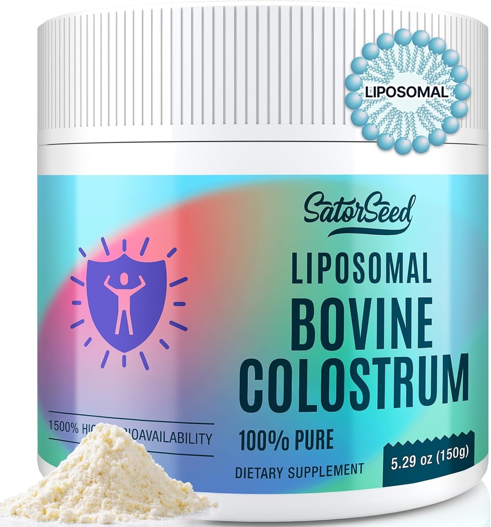 Liposomal Bovine Colostrum Powder Supplement 2500mg - 100% Pure Colostrum, 1500% Højere Biotilgængelighed for immun og Gut, 60 Servere (1 flaske)